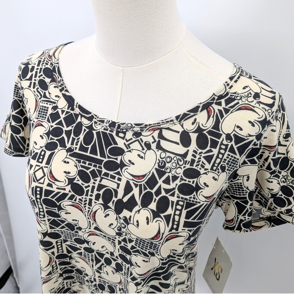 NWT Disney Mickey Mouse Print Tunic Top Lularoe Short Sleeve Women's‎ XS - Picture 5 of 10